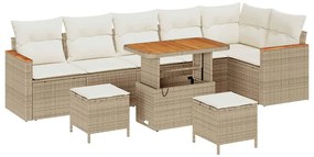 vidaXL Kerti Kanapé Szett párnával tárolóval Bézs Poli rattan