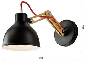 Fekete-barna fali lámpa ø 15 cm Marcello – LAMKUR