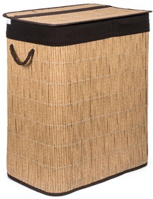 G21-es 105 literes szennyeskosár elválasztókkal, rattan utánzat, barna betéttel