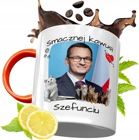 Narancssárga Bögre Mateusz Morawiecki Ajándék fényképes nyomtatással