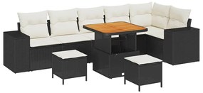 Kerti Kanapé Szett 9 pcs Fekete és Krém 80 x 80 x 71 cm
