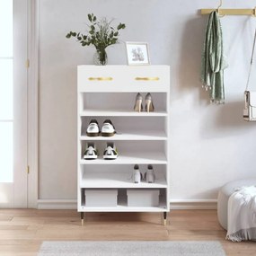 Magasfényű fehér szerelt fa cipőszekrény 60 x 35 x 105 cm