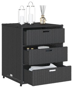 fekete polyrattan kerti tárolószekrény 55 x 59 x 69 cm