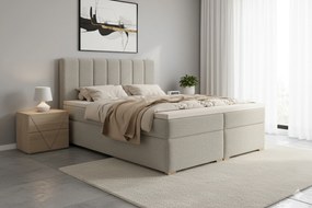 Mareli kontinentális ágy 160x200 tárolóval - bézs bouclé Quelle 05