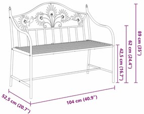 Kerti pad Antik fehér 104 x 52,5 x 89 cm Acél