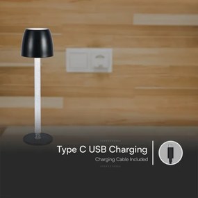 LED Dimmelhető újratölthető asztali lámpa  LED/3W/5V 3000K fekete