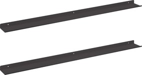vidaXL Lebegő polc Falra szerelhető 2 pcs Fekete 100 x 9 x 2,5 cm Acél