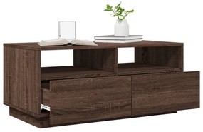 barna tölgyszínű dohányzóasztal LED-lámpákkal 90x49x40 cm