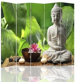 Gario Paraván Buddha leveles háttéren Méret: 180 x 170 cm, Kivitelezés: Klasszikus paraván