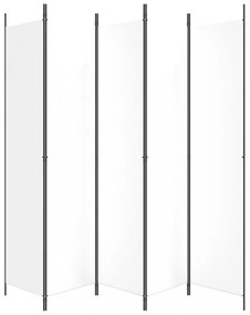 fehér 5 paneles paraván 250x220 cm szövet