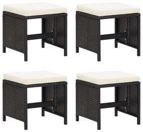 4 db fekete polyrattan kerti ülőke párnákkal