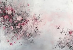 Fotótapéta - Absztrakt rózsaszín-fekete virágok (147x102 cm)