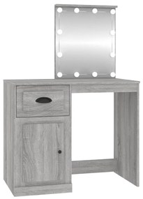szürke sonoma szerelt fa pipereasztal LED-del 90x50x132,5 cm