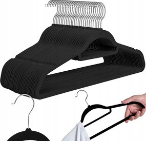 Velúr Ruhaakasztó Akasztó Fekete Csúszásgátló Szett 20 Db