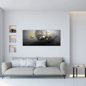 Arany absztrakt gömbök képe (120x50 cm)