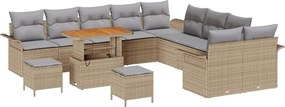 vidaXL Kerti Kanapé Szett párnával 13 pcs Bézs polirattan