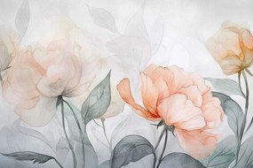 Fotótapéta Flizelina Grafika Pasztell Virágok Bazsarózsa Rózsák 368x254 ragasztó