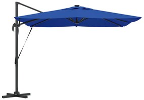 Cantilever Roma Napernyő LED lámpákkal, azúrkék – 286 x 285 x 270 cm, alumínium.