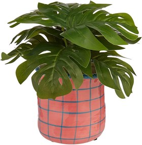 POTTERY kaspó, pink-kék kockás