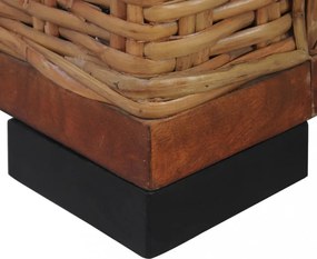 3 személyes barna természetes rattan kanapé párnával