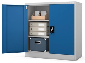Alacsony fém irattartó szekrény BEATA, 900 x 930 x 400 mm, szürke-kék
