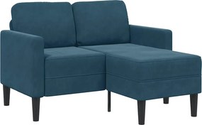 vidaXL kék bársony 2 üléses kanapé L-alakú kanapéval 125 cm