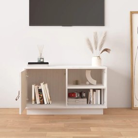 fehér tömör fenyőfa TV-szekrény 70 x 34 x 40 cm