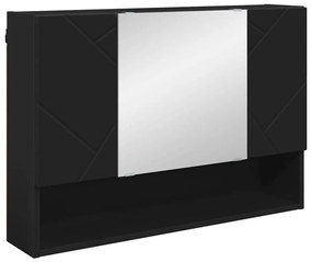 Fürdőszobai tükörszekrény Fekete 80 x 17 x 55 cm Faanyag