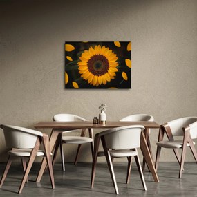 Kép - Napraforgók és a virágszirmok (70x50 cm)