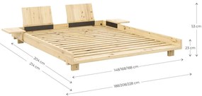 Natúr színű borovi fenyő franciaágy ágyráccsal 180x200 cm Social Bed – Karup Design
