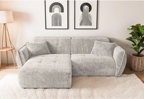 Bézs zsenília sarokkanapé (bal oldali-heverő résszel) Nelia – Ropez