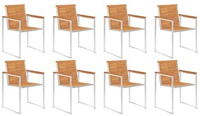 8 db tömör akácfa kerti szék párnákkal