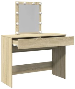 sonoma tölgy színű fésülködőasztal LED-del 100 x 40 x 130 cm