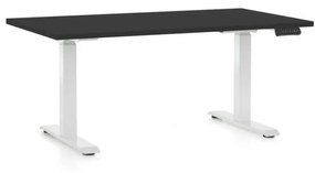 OfficeTech D állítható magasságú asztal, 140 x 80 cm, fehér alap, fekete