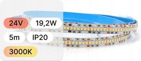 Led szalag 24V 5m 19,2W/m 240LED/m 3000K erős fény, meleg szín