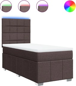 vidaXL sötétbarna szövet rugós ágy matraccal 90 x 190 cm