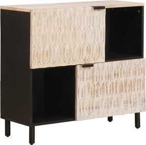 vidaXL Széf Fehér mosott felület 80 x 33 x 75 cm Tömör Mangófát