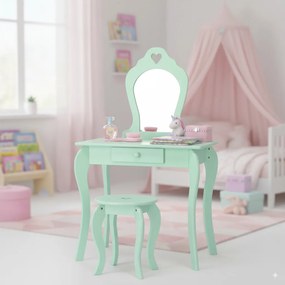 Kis fésülködőasztal tükörrel és ülőkével 65 x 39,5 x 108 cm