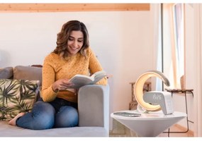 Immax 08986L-LED RGB Dimmelhető lámpa ébresztőórával és Qi töltéssel 30W/230V arany