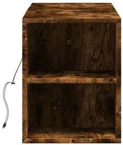 füstös tölgy színű fali TV-szekrény LED-ekkel 135x31x39,5 cm