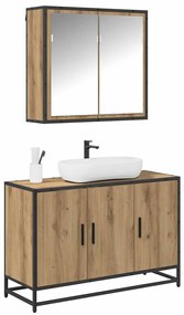 Fürdőszoba bútor szett 2 pcs kézműves tölgy 90 x 33 x 60 cm