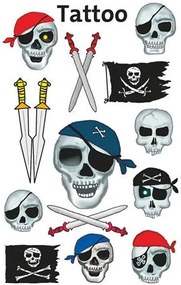 Matrica, tetoválás, 1 ív, 76x120 mm, AVERY ZWECKFORM, Z-Design No.56632, kalóz halálfejek kardokkal (AY56632)