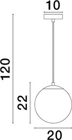 NOVA LUCE 9028837 VITA Egyágú Függesztett Lámpa Üveg E27 IP20