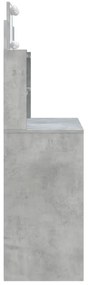 betonszürke fésülködőasztal LED-del 96 x 40 x 142 cm