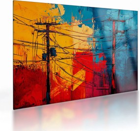 Üveg kép - Absztrakt elektromos vezetékek (70x50 cm)