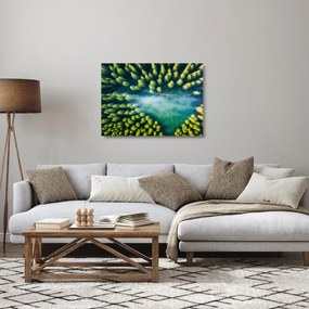 Üveg kép - Egy ködbe burkolt erdő (70x50 cm)