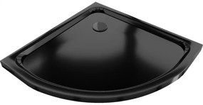 Mexen Flat félköríves slim zuhanytálca 70 x 70 cm, fekete, fekete szifon - 41707070B