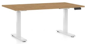 OfficeTech C állítható magasságú asztal, 140 x 80 cm, fehér alap, köves tölgy