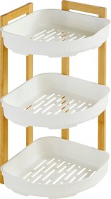 Natureo Álló Sarok Zuhanypolc Fehér Bambusz 29 X 22 X 45 CM