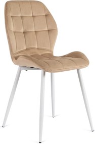Bézs Bársony Étkezőszék Fehér Lábakkal. LUCKY